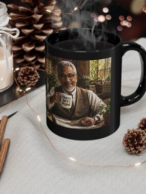 Black Ceramic Coffee Mug with 'That's My Pops' Graphic